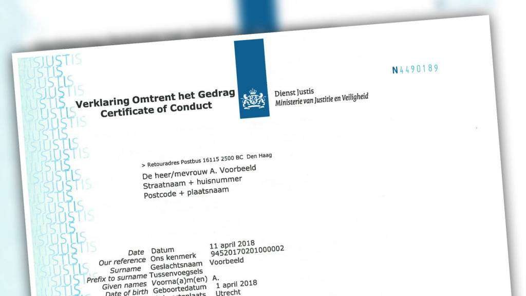 VOG aanvraag voorbeeld