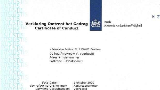 VOG aanvraag voorbeeld